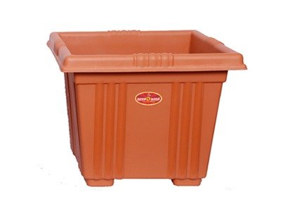 SQUARE BROWN PLANTER- 8 inch