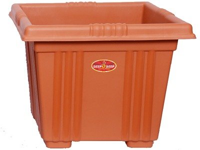 SQUARE BROWN PLANTER- 14 inch