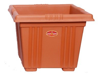 SQUARE BROWN PLANTER- 12 inch